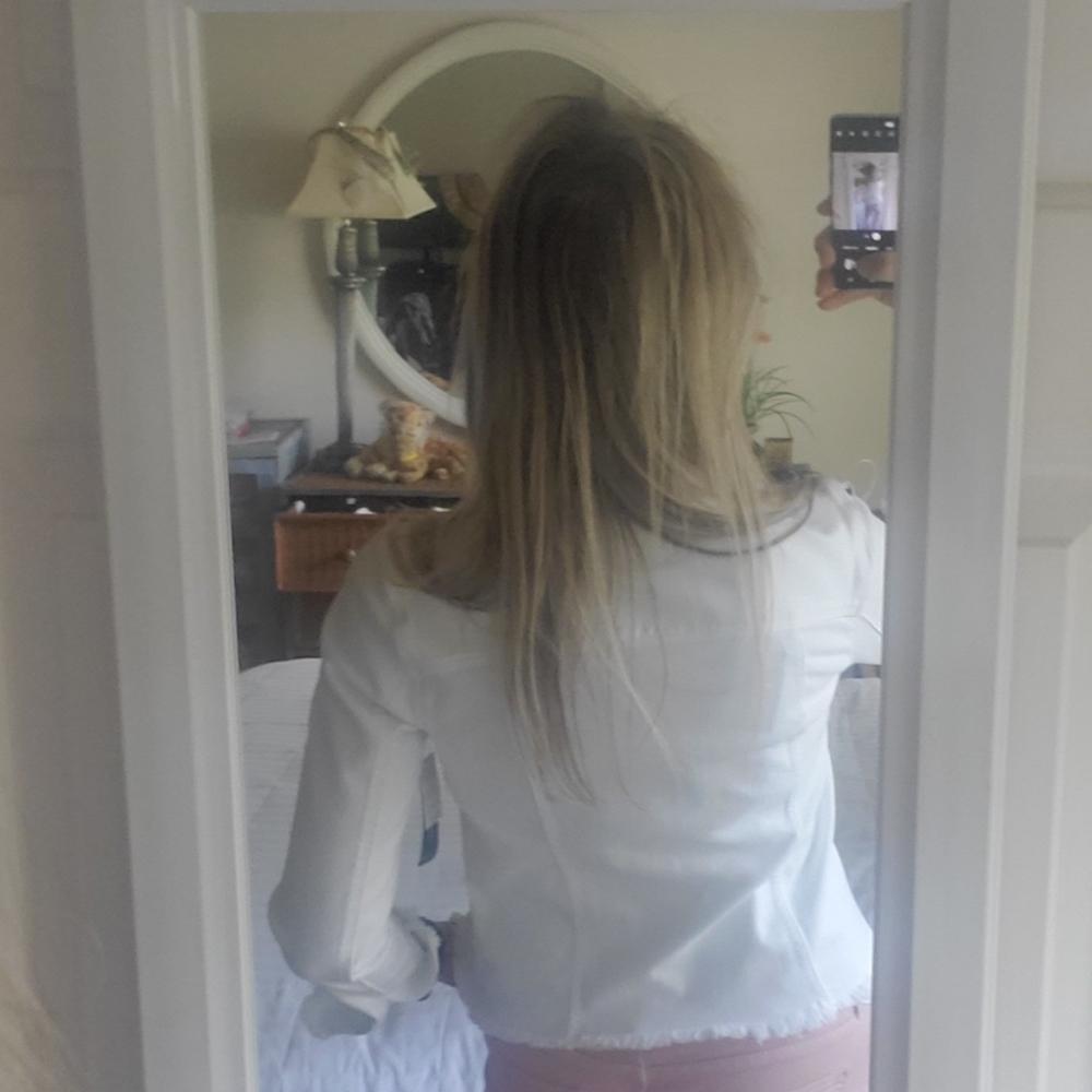 Liverpool Jeans White Frayed Edge Jean Jacket Size XS - Picture 8 of 10